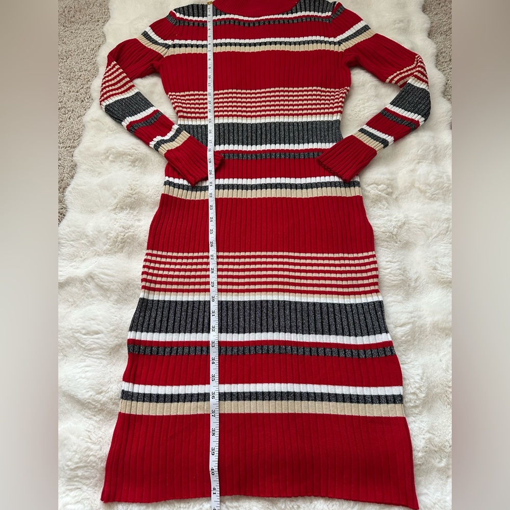 No Boundaries Juniors Lurex Striped Mock Neck Dress-L (11-13)🚩 Fits Adult M - Picture 12 of 15